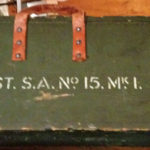 Small Arms Chest No. 15 MK. I for the No. 4 MK. I (T) sniper rifle. Showing the markings on the front.