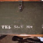 Small Arms Chest No. 15 MK. I for the No. 4 MK. I (T) sniper rifle. Right hand portion of markings on front. TEL SGT MK 3 for Telescope, Sighting Mark 3.
