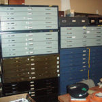 Map cabinets in museum and archives storage in the Fan Room in 2008.