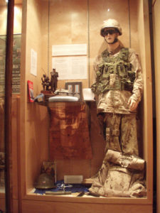 Seaforth Museum - Recent wars case featuring Captain Trevor Greene's Afghanistan worn uniform. July 2011