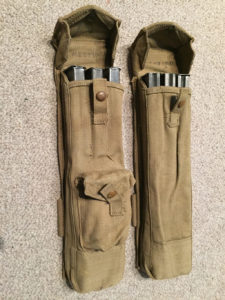 Lanchester Machine Carbine - pair of the special magazine pouches with loader and dummy magazines (made from deactivated Sten Gun magazines.