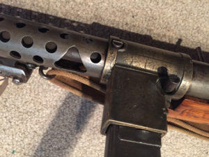 Lanchester Machine Carbine - left side - magazine housing.
