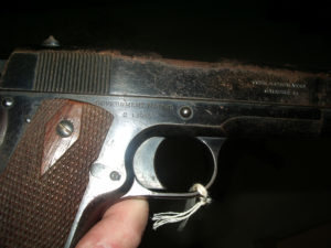 Colt 1911 Commercial pistol, one of 5,000 purchased by Canada in 1914, serial number C13085.