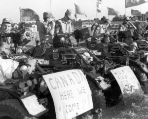 Ferret 54-82637 in Cyprus with UNFICYP. Detail cropped view. About to leave Cyprus to return to Canada.