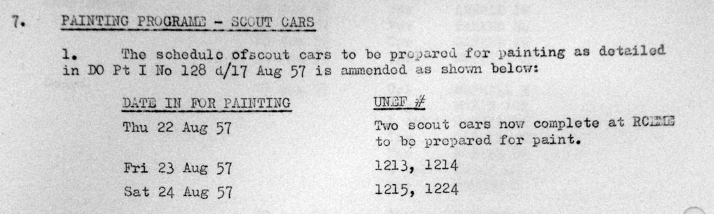 Document re: painting of Ferrets in 1957 in 56 Reconnaissance Squadron.  Revision 20 Aug 57