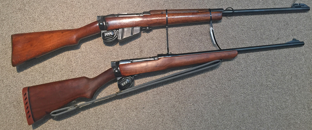 1943-1944 Scout Snipers Rifle ASC-85-4 (top) 1950s E.A.L. military (R.C.A.F. ) Survival Rifle (bottom).