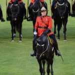 The Officer Commanding the Musical Ride gives a salute with his sword. (D7100a 250)