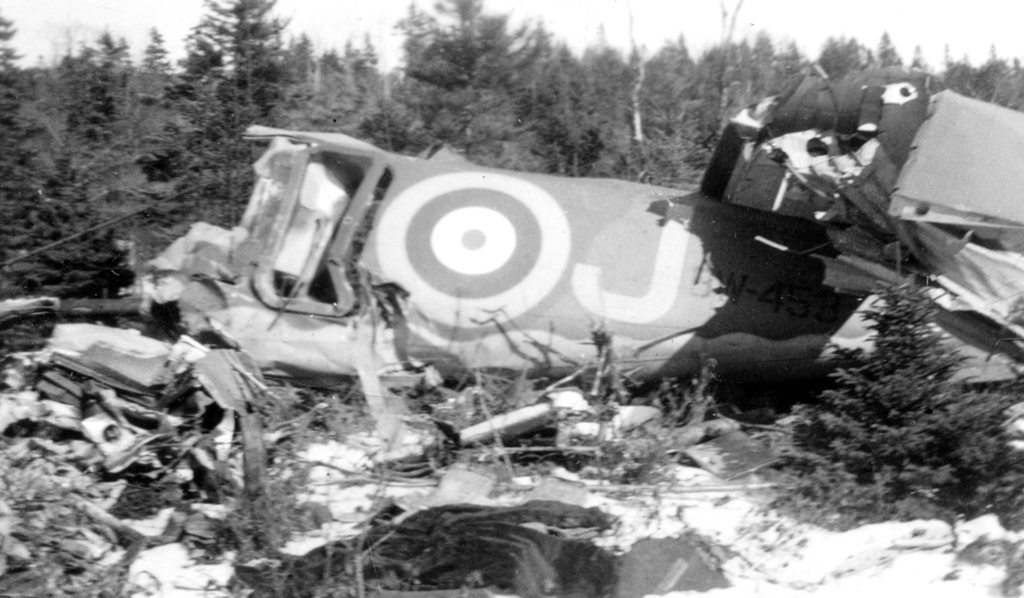 Wreckage of a crashed airplane. 