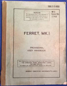 FERRET MK I USER HANDBOOK , Canadian printing. Cover.