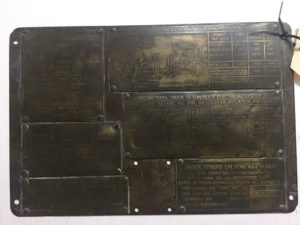 Dataplate set for a U.S. M38A1 Willys Serial Number 12855 made in July 1952