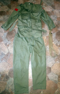 Replica Canadian WWII uniform - jacket, trousers and belt.