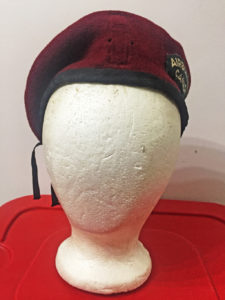 Veterans maroon beret slider slot WWII shoulder title