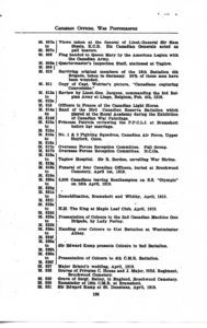 Canadian Official War Photographs WWI INDEX - p. 135 "M" Series M.807 to M.831