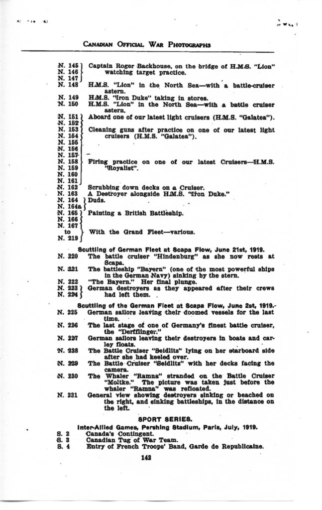 Canadian Official War Photographs WWI INDEX - p. 142