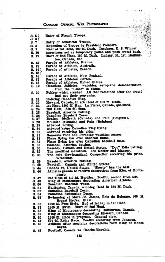 Canadian Official War Photographs WWI INDEX - p. 143 "S" Series S. 5 to S.63