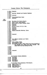 Canadian Official War Photographs of WWI INDEX - p. 013 "O" Series O.474 to O.523