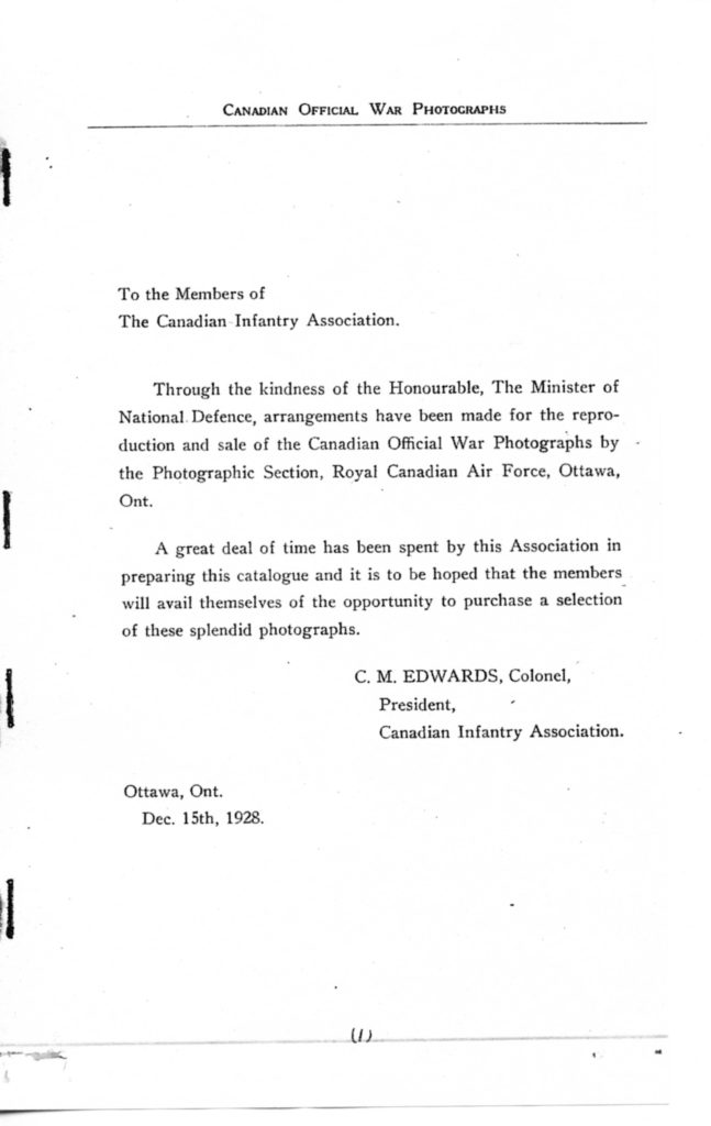 Canadian Official War Photographs of WWI INDEX - p. 001 Publisher's information
