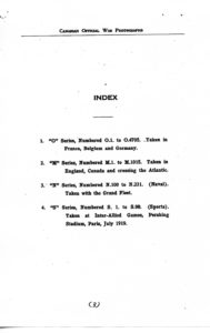Canadian Official War Photographs of WWI INDEX - p. 003 INDEX to the index.