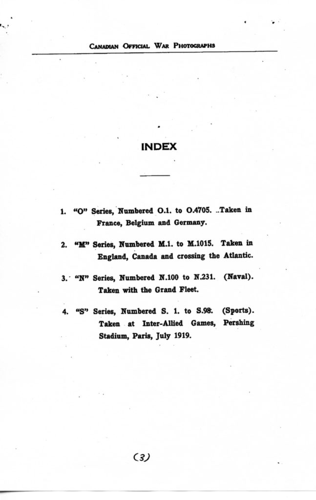 Canadian Official War Photographs of WWI INDEX - p. 003 INDEX to the index.