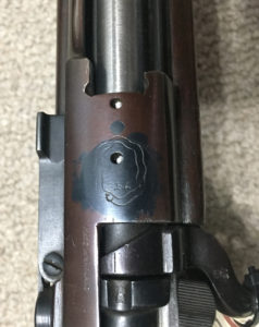 M1917 sporterized by BSA - B.S.A. marking and scope mounting holes.