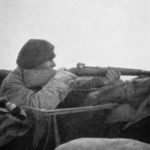 "The Sniper - At the Front" - Canadian soldier using a Ross Mk. III rifle without scope. These rifles were extremely accurate. 1915