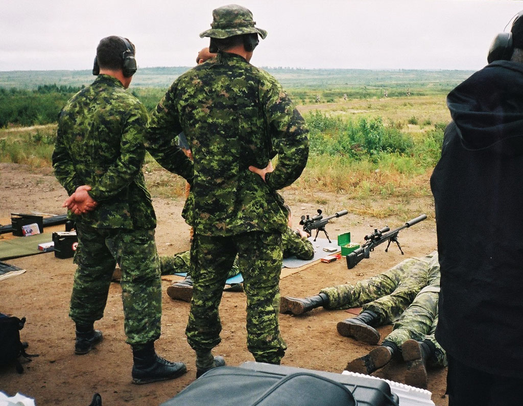 CFB Gagetown 2003. The event appears to be an international sniper competition. The rifles here appear to be the C3A1 with the McMillan stocks. 