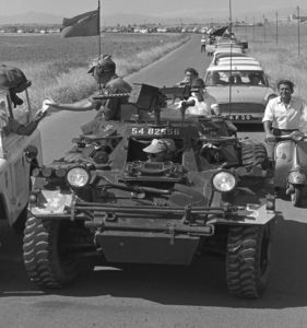 Ferret 54-82556 escorting a convoy in Cyprus 1968 -detail (CYP68-149)