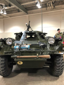 Ferret 54-82595 now restored and named "DAGGER" by the LdSH(RC). Hull number 379-B-5-4 . A seen at the Calgary Gun Show 2018 March. (Ian Newby photo)