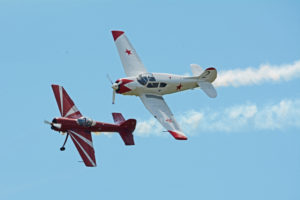Granley family aerobatics. Father in red, son in white. BBAS 2018 (Photo by Colin MacGregor Stevens)
