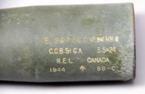 C No 67 Mk I scope 86-C as received August 2018. This is the special scope case C No. 19, It is marked "R.E.L. / CANADA 1945 /|\ 1-C" meaning that this is the very first case made in the short production run.