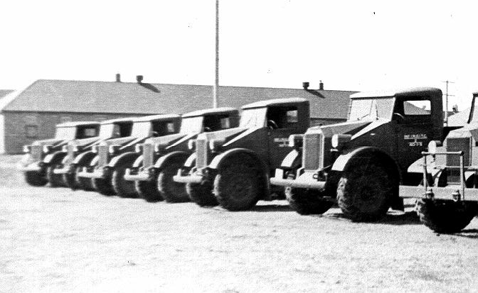 Pilot Model Ford 4x2 15 Cwt trucks lined up at Dundurn, Saskatchewan (Royal Westminster Regiment Museum photo) 