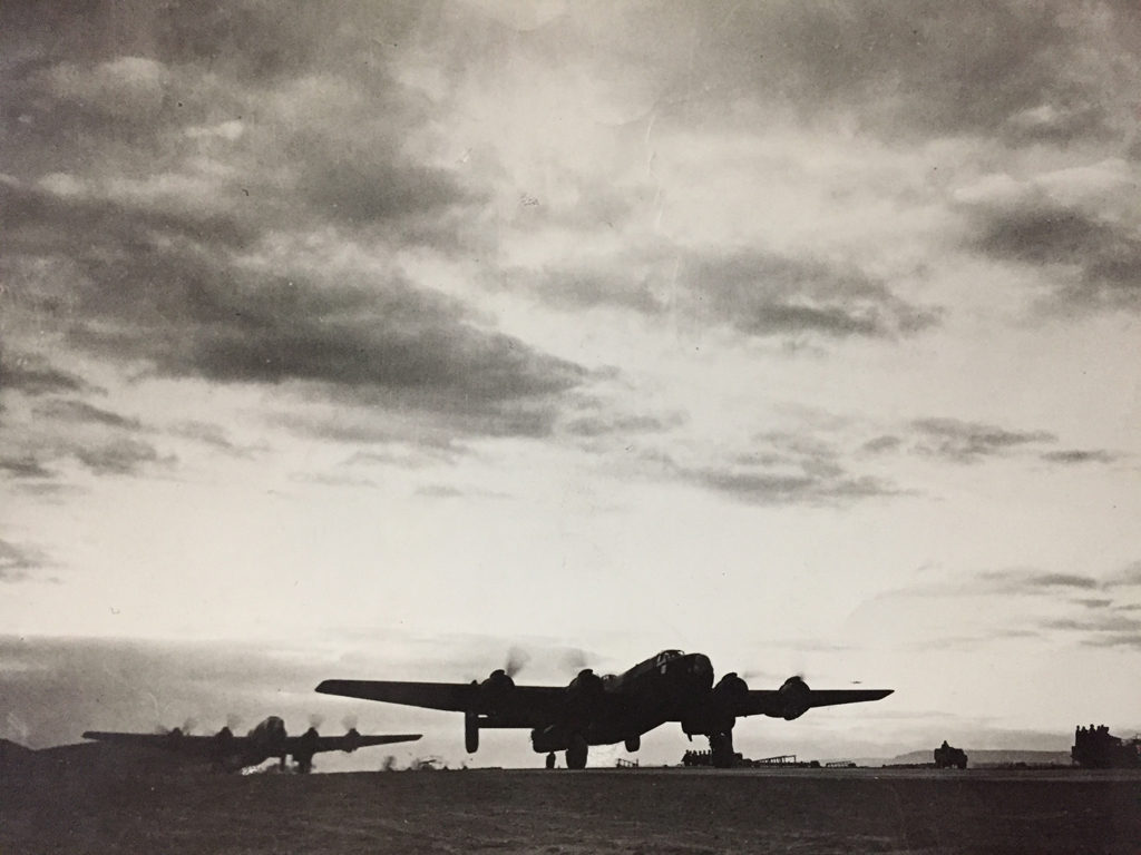 Believed to be 424 Squadron Halifax bombers. (Photo via "Doc" Cumbers. Original photo by Sport & General Press Agency, Limited, London [England] )