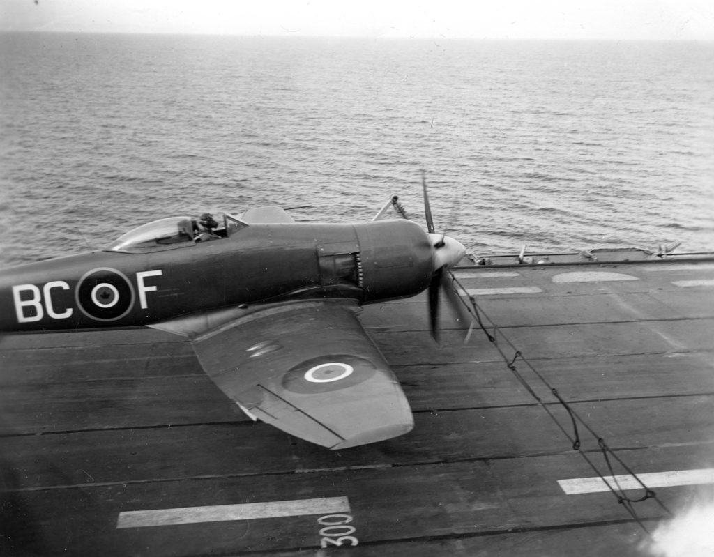 RCN Sea Fury BC-F TF996 just running into the barrier. 