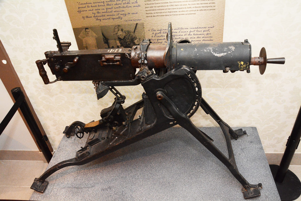 German M.G. 08 serial number 8508c on display at The Military Museums in Calgary, Alberta. Canada, June 2019. Photo by Colin MacGregor Stevens.