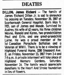 Dillon's obituary.