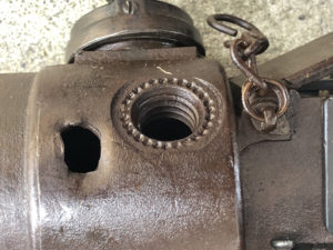 MG 08 15 121b showing the battle damage (hole on left)