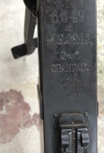 WWI German Maxim M.G. 08/15 serial number 8483 captured by Canadians, likely in "The last 100 Days". The body cover is off another gun 6649a.