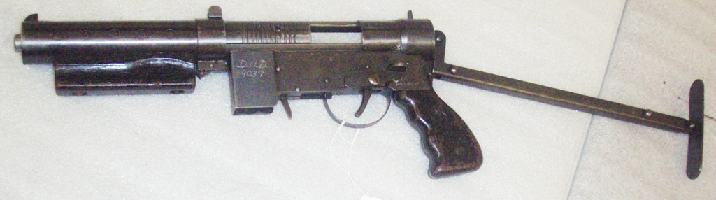 Welgun in Canadian War Museum Complete left side view, stock extended - Colin M Stevens 