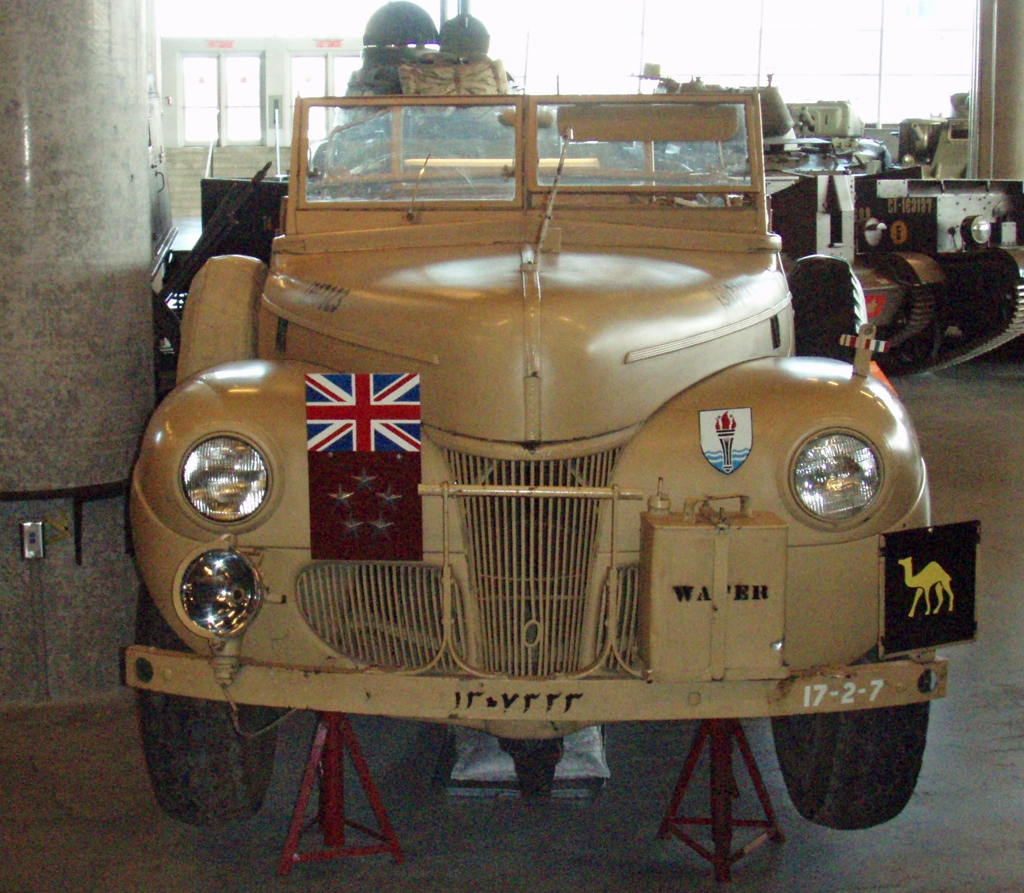 Field Marshall Alexander's staff car used in North Africa. It is a cut-down Canadian Ford station waghon.