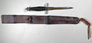 V-42 of known Sgt 1-1 FSSF man who was awarded the Silver Star for bravery at Anzio. - Front view, scabbard folded. Front view, scabbard extended.