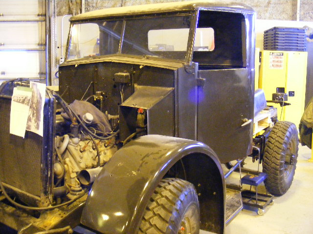 Old army truck being restored.