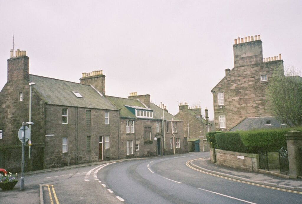 Brechnin looking away from front of large old school.