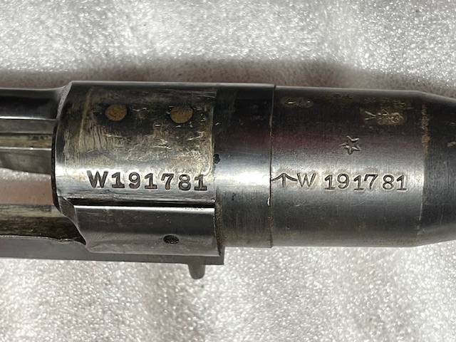 Pattern 1914 MkI* (T) W 191781 with Australian issue markings and number 248 - Original serial number on body and barrel. Bareel one hidden by handguard. Body one was hidden by front scope mount. 