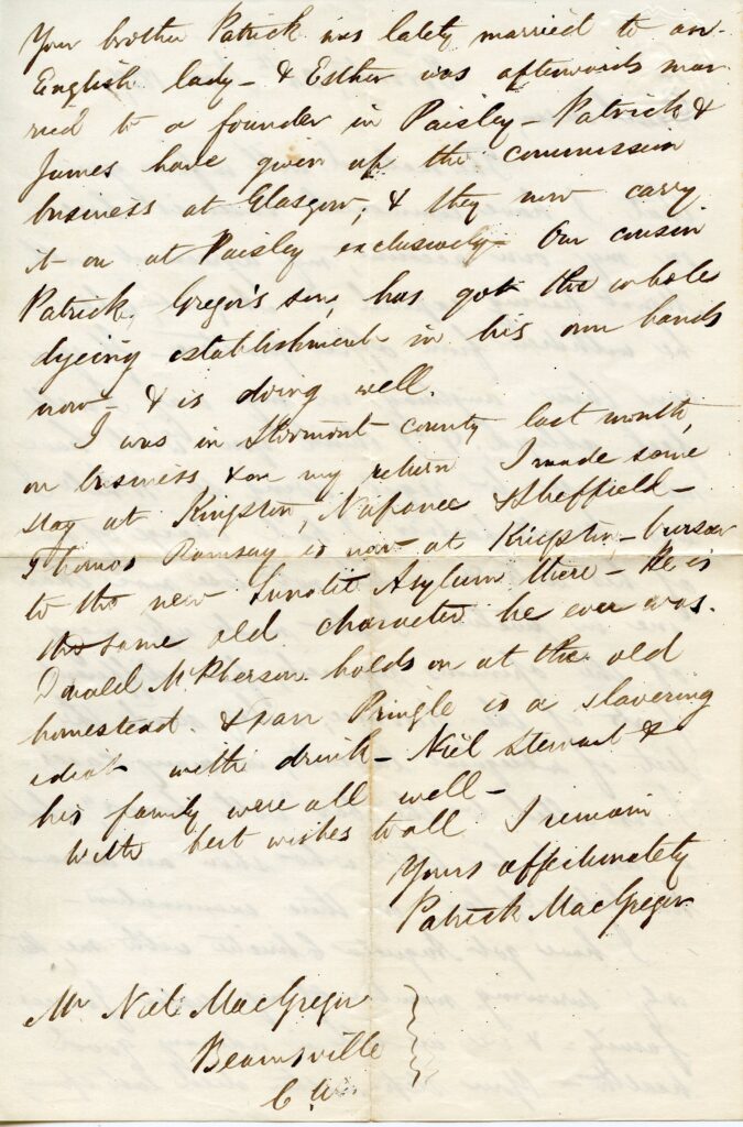 Pat MacGREGOR to Neil 1857-11-24 p 2 of 2