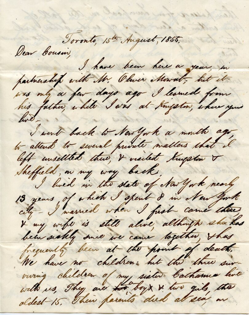 Letter Pat MacGREGOR to Neil 1855-08-15 p 1 of 3