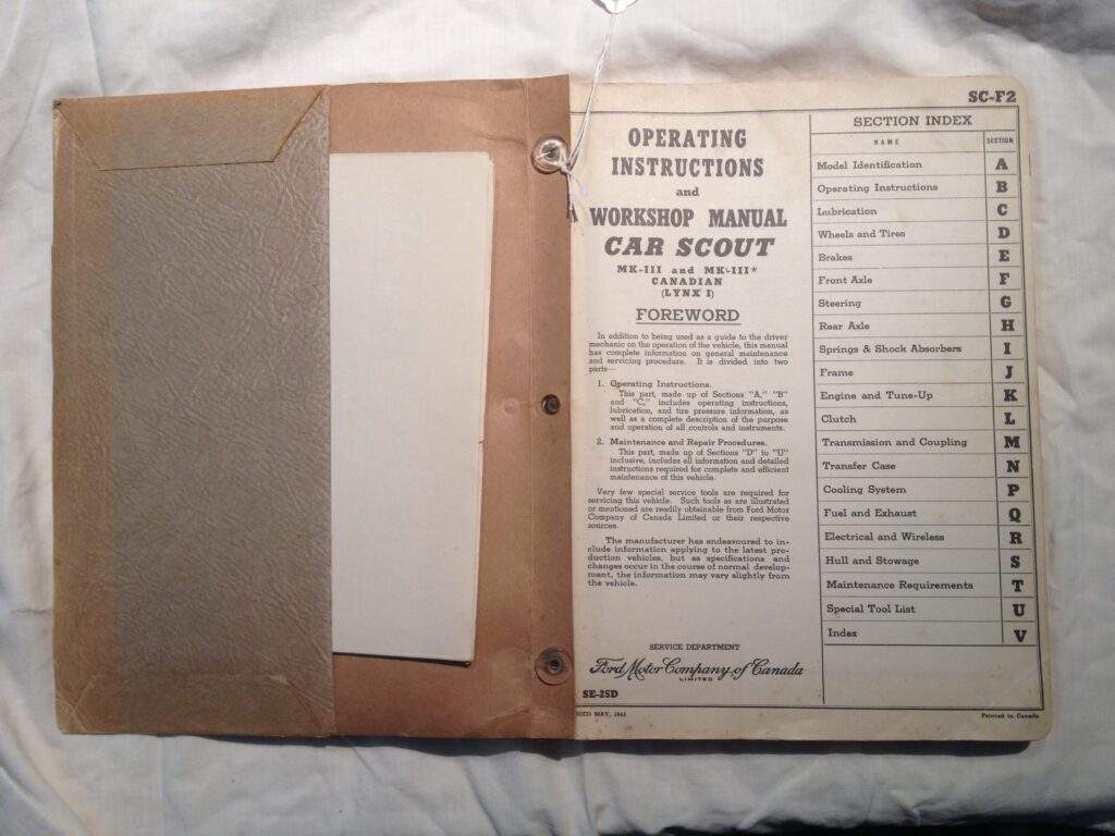 Canadian Ford LYNX Scout Car manual cover page