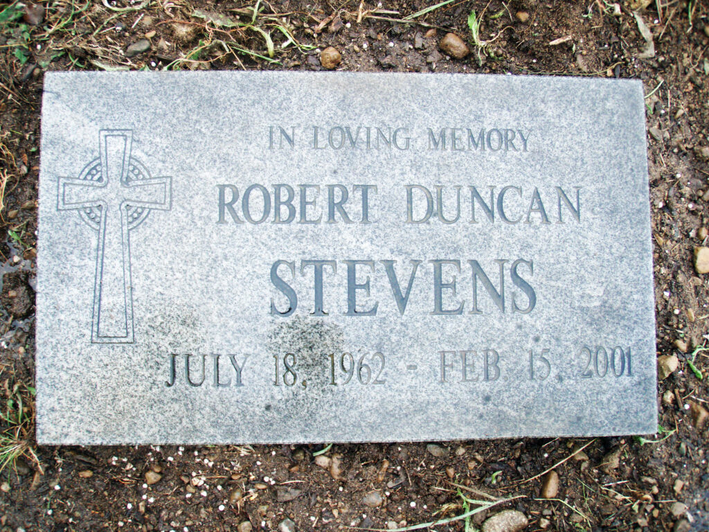 Rob Stevens' grave on Saltspring Island in the Anglican Cemetery. Note the Celtic Cross in the background. Our mother's ashes are buried next to him now. 