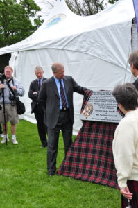 Victoria Highland Games 2013 150th (130) - HRH Prince Andrew unveiling the plaque for the 150th Anniversary that he had just unveiled.