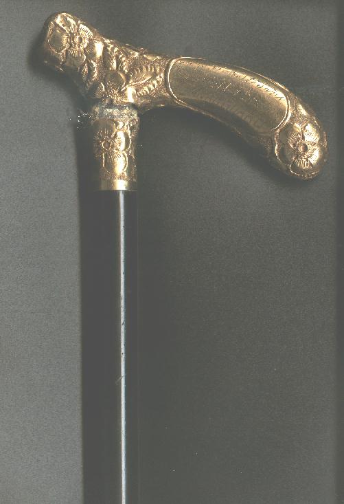 19th Regiment Canal Guard cane presented to Capt W A Stevens 1915. Now in the regimental museum.