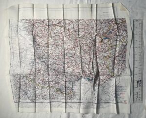 Cloth Escape Maps WWII (3) MI-9 France & Spain Map D on back